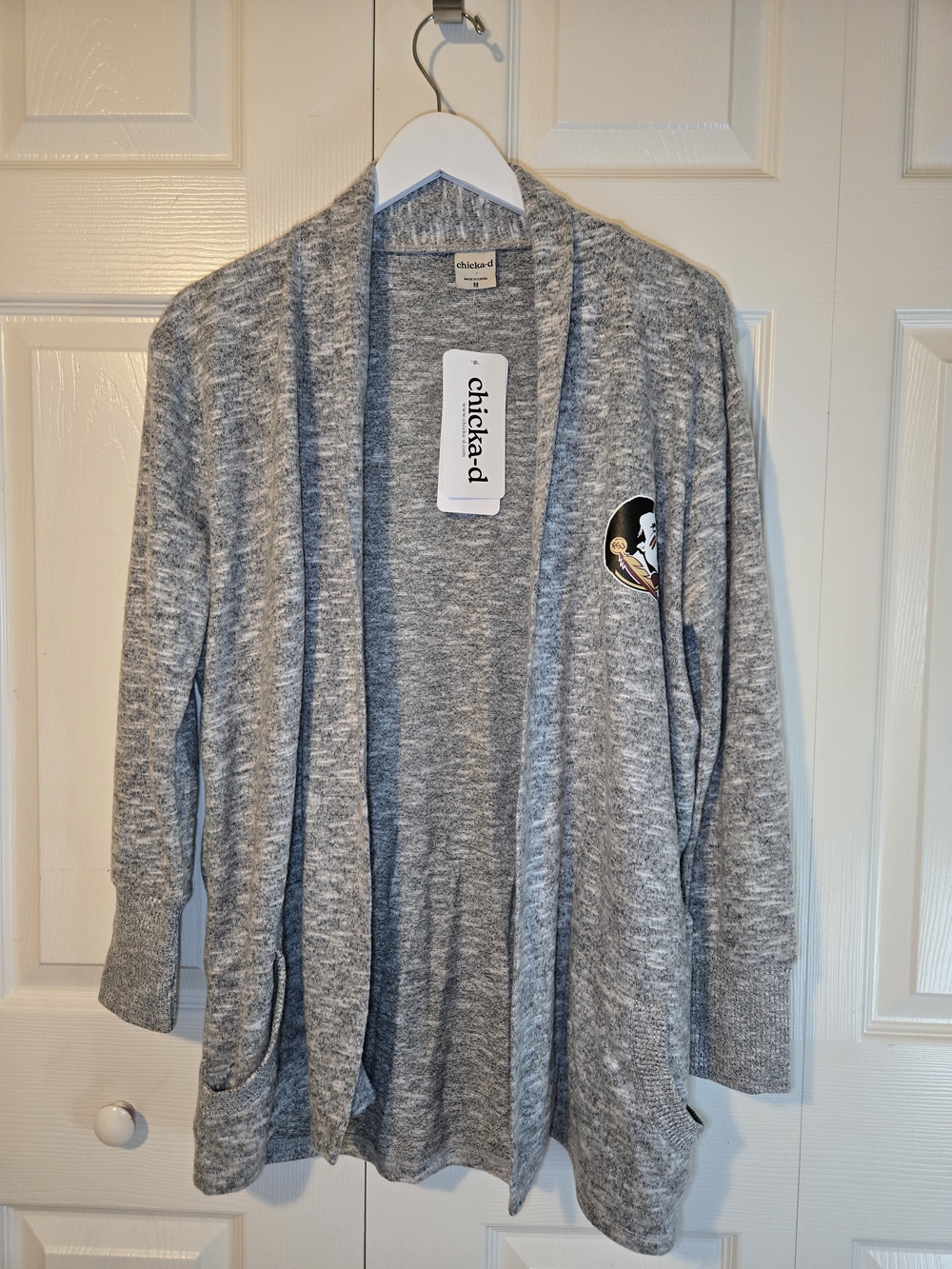Chicka-d Florida State Seminoles Women’s M Gray Open Front Cardigan NWT